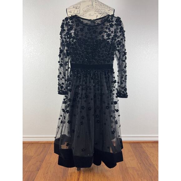 B69 Mac Duggal Dress Womens 2 Sheer Floral Audrey Hepburn Old Hollywood Wedding - Picture 6 of 10